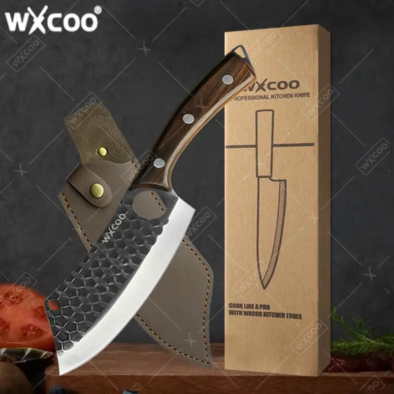 

WXCOO Hand Forged Chef Knife Bottle Opener Meat Boning Butcher Knife Fish Cutter Multifunctional Kitchen Knife with Sheath