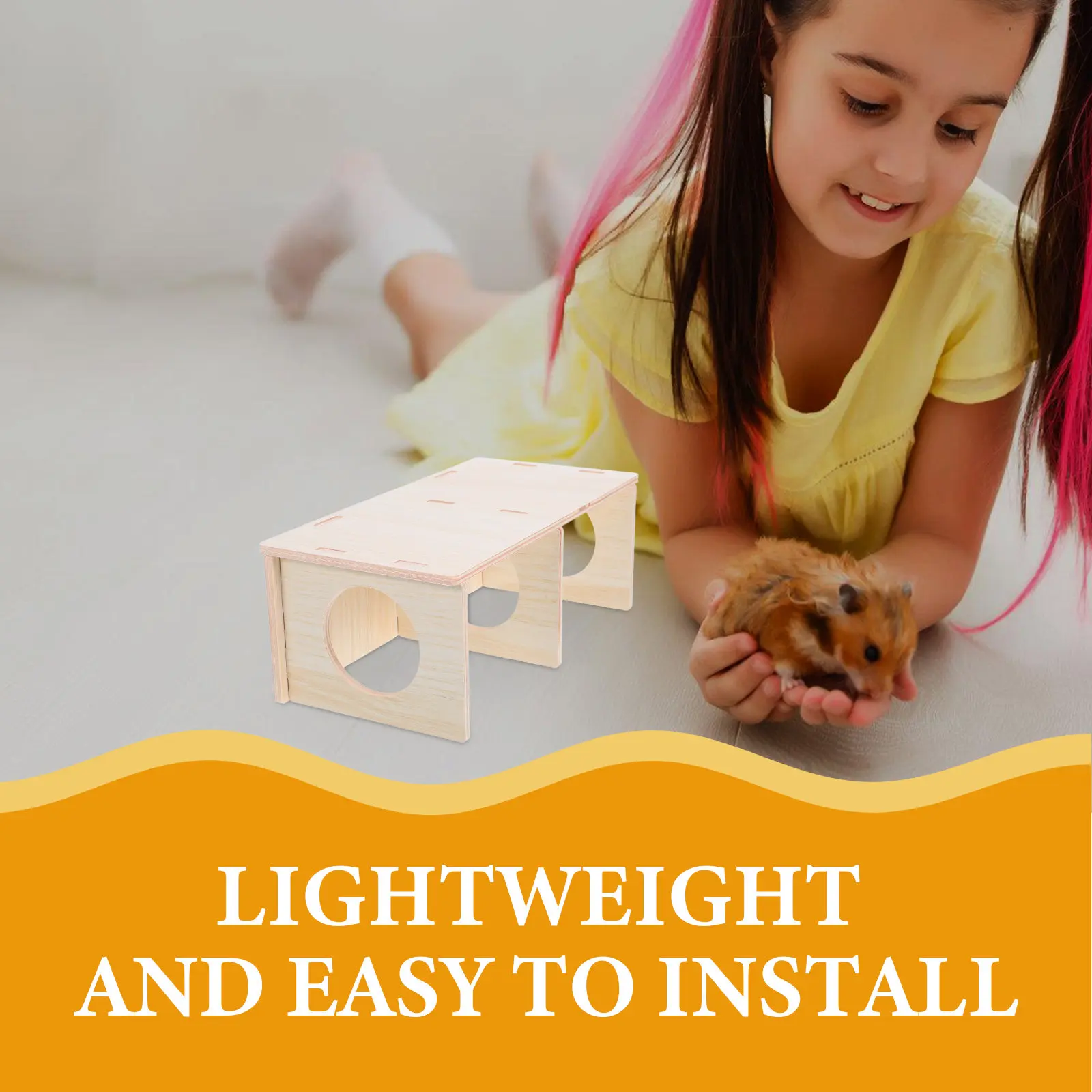 Wooden Multi-Room Hamster House Sturdy Solid Wood Pet Hideout with Detachable Chambers DIY Easy Setup Cozy Shelter for Small