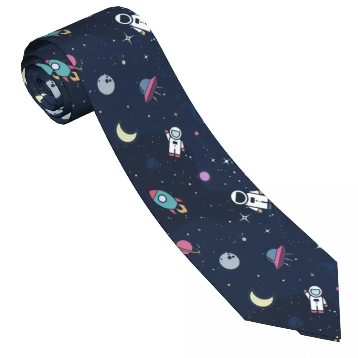 Casual Arrowhead Skinny Space Cute Astronaut Spaceship Rocket Necktie Slim Tie For Men Simplicity  Party mal 