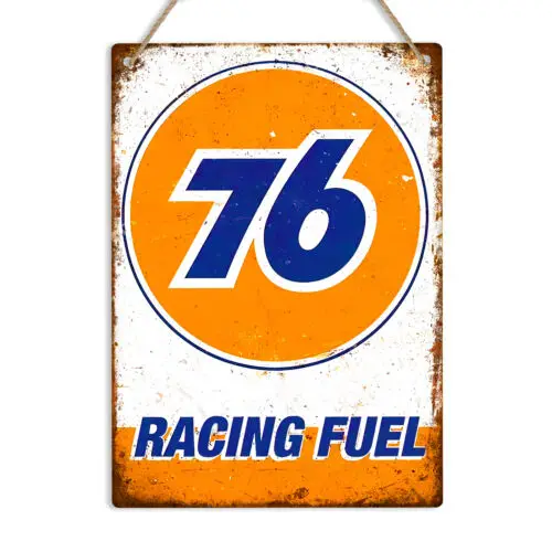 76 Racing Fuel Retro Metallschild Motoröl Blechschild Garagen- und Werkstattdekoration – Aluminium