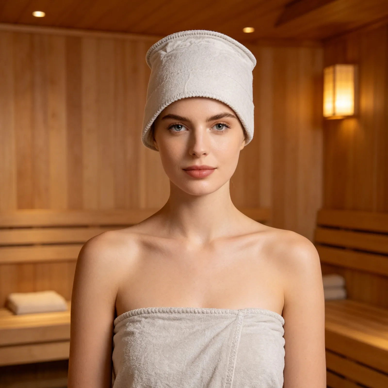 Wool Sauna Hat Natural Thick Wool Cap Unisex Tassel Heat Insulating Hair Protector for Spa Steam Room Banya Bathhouse White