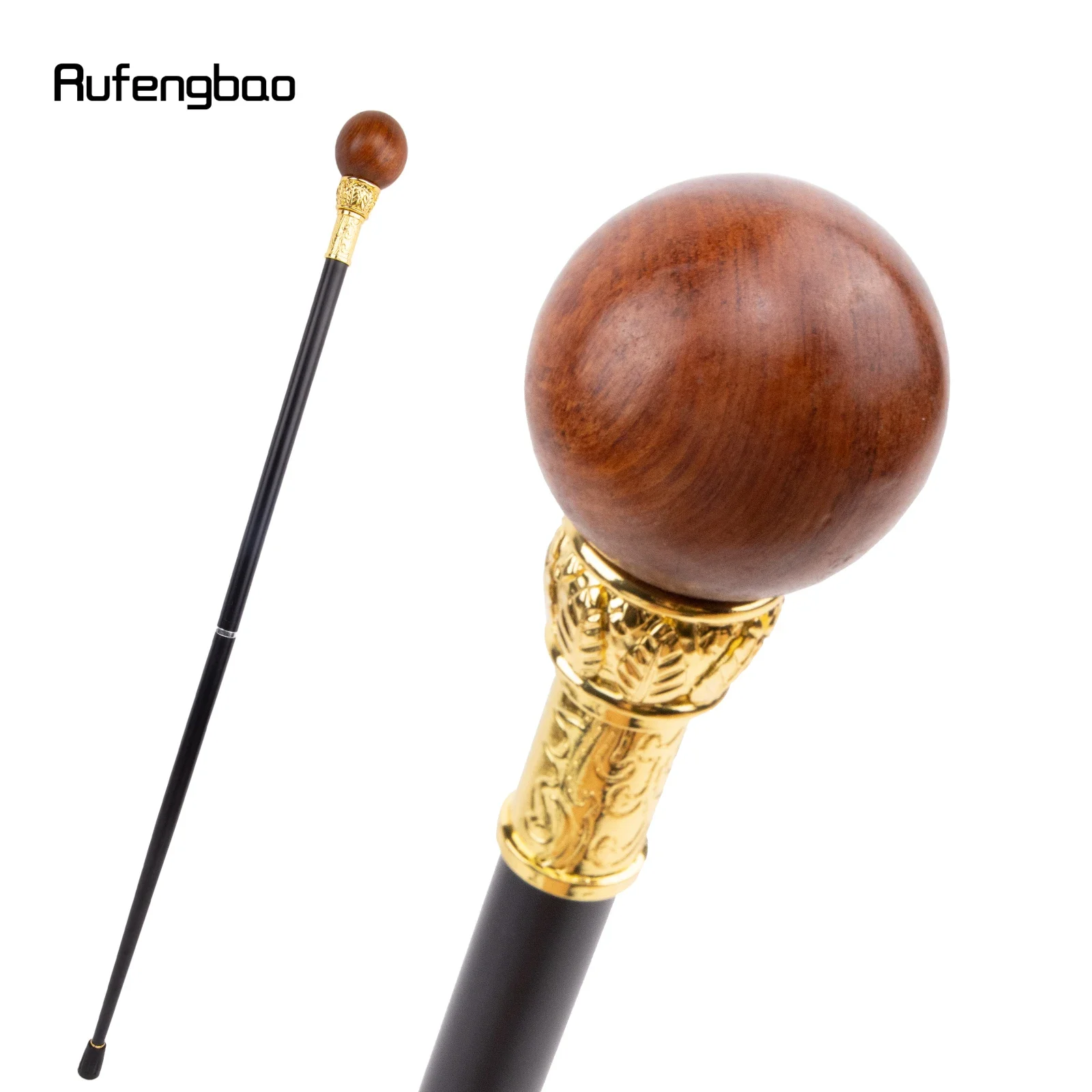 Brown Wooden Ball Walking Cane Fashion Decorative Wood Walking Stick Gentleman Elegant Cosplay Cane Crosier 94cm