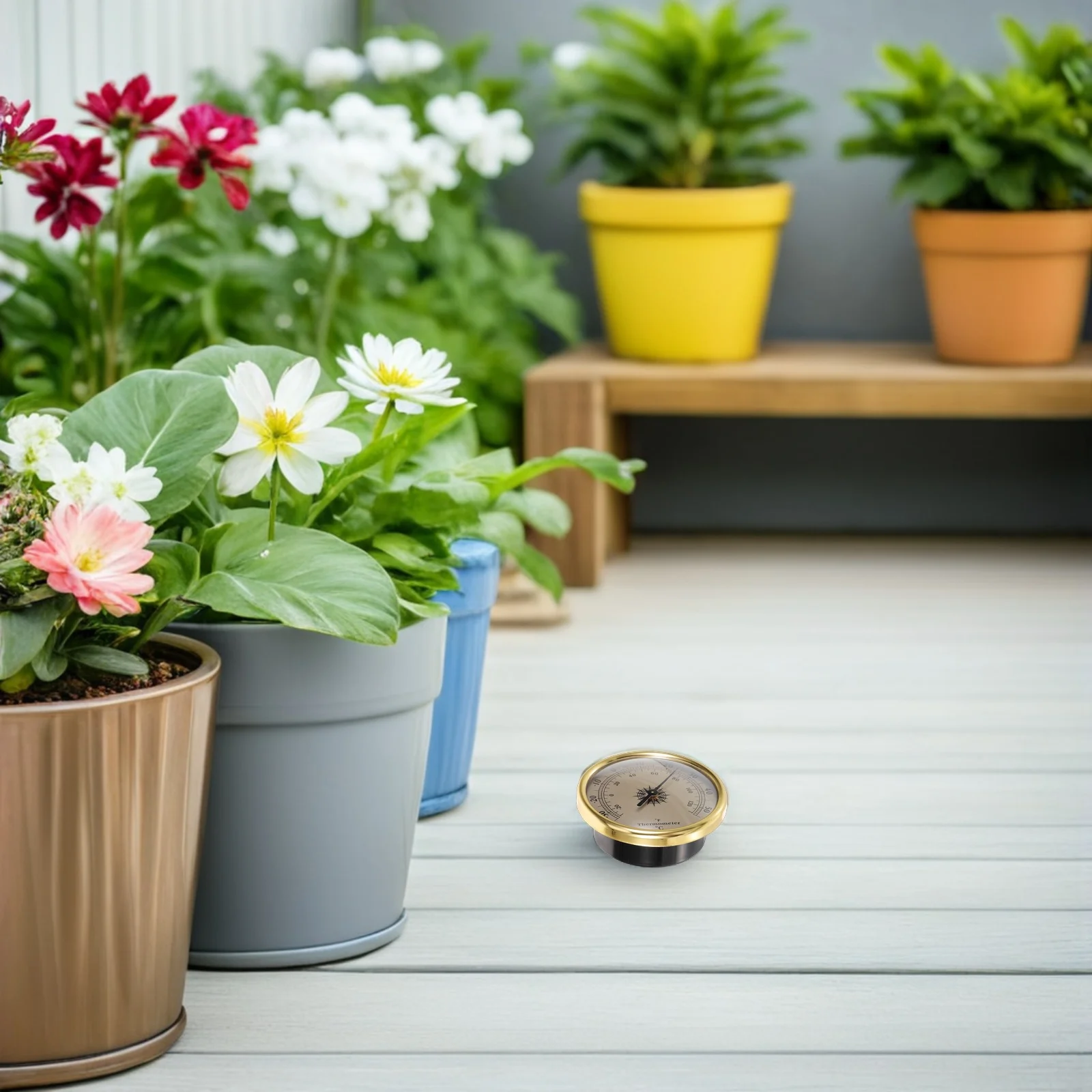 

2pcs Round Metal Analog Thermometer Indoor Decorative Temperature Gauge Wall-Mounted For Garden Greenhouse Lab Living Room