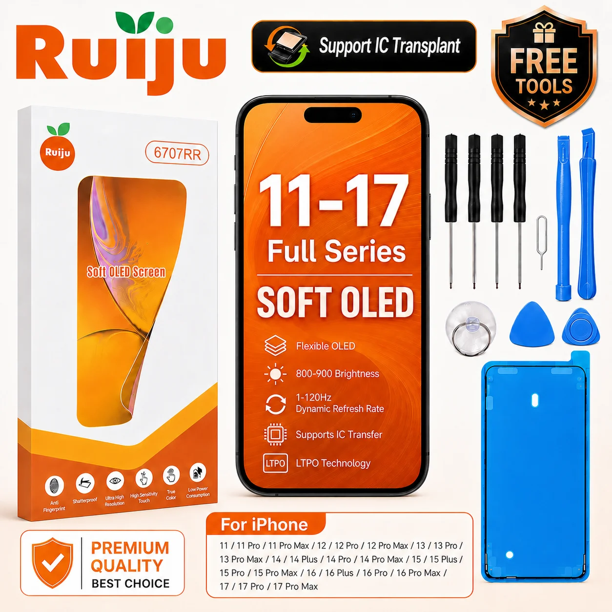 rj-flexible-soft-oled-display-for-iphone-12-13-14-15-16-pro-max-plus-screen-touch-digitizer-assembly