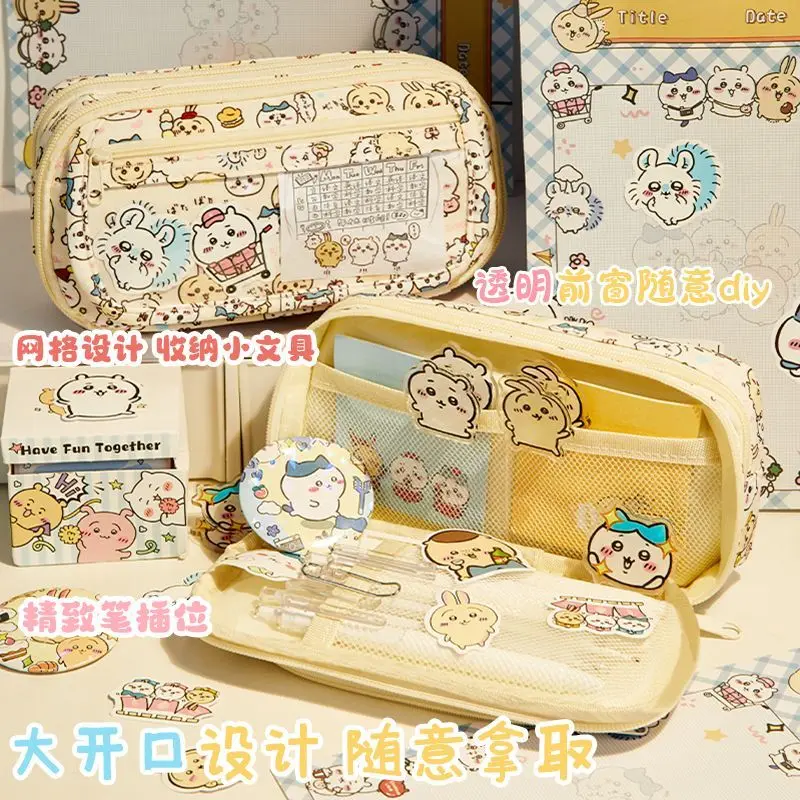 Cute Usagi Pencil Case Anime Chiikawa Storage Bag Kawaii Hachiware Cartoon Girls Student Portable Canvas Bag Stationery Box