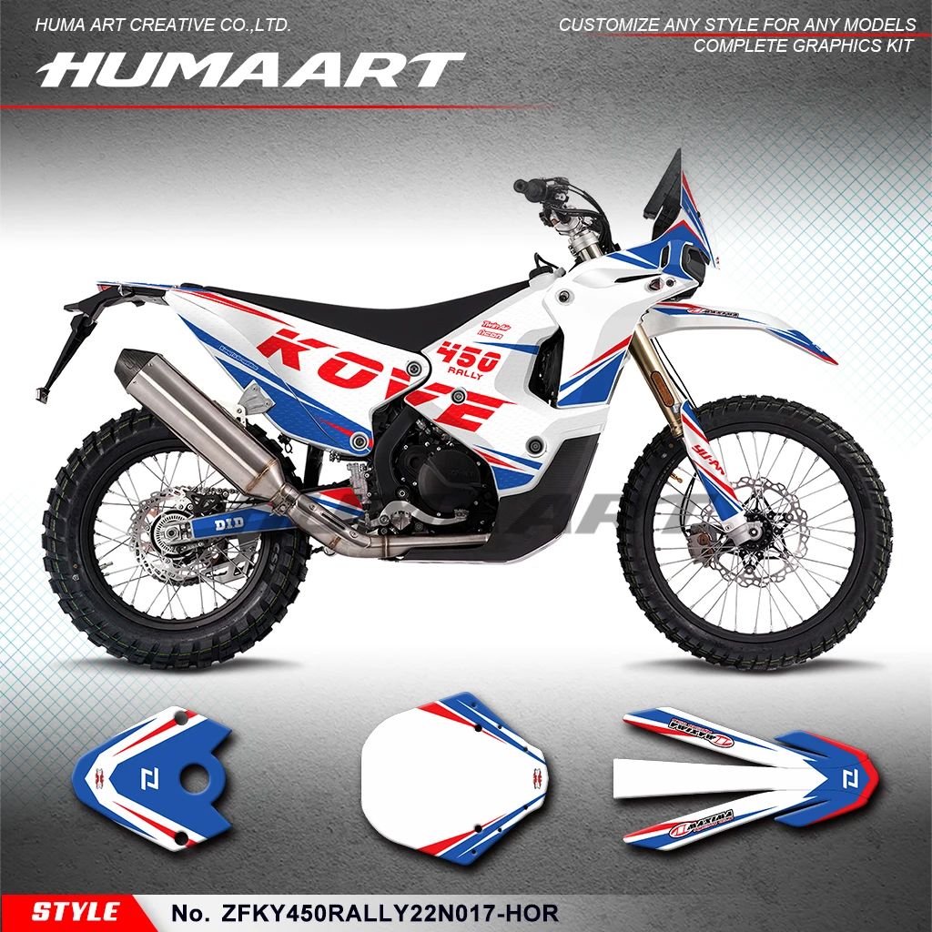 

Наклейка HUMAART Racing Graphics для KOVE 450 Rally Rally 450 2022 2023 2024, рестайлированная, ZFKY450RALLY22N017-HOR