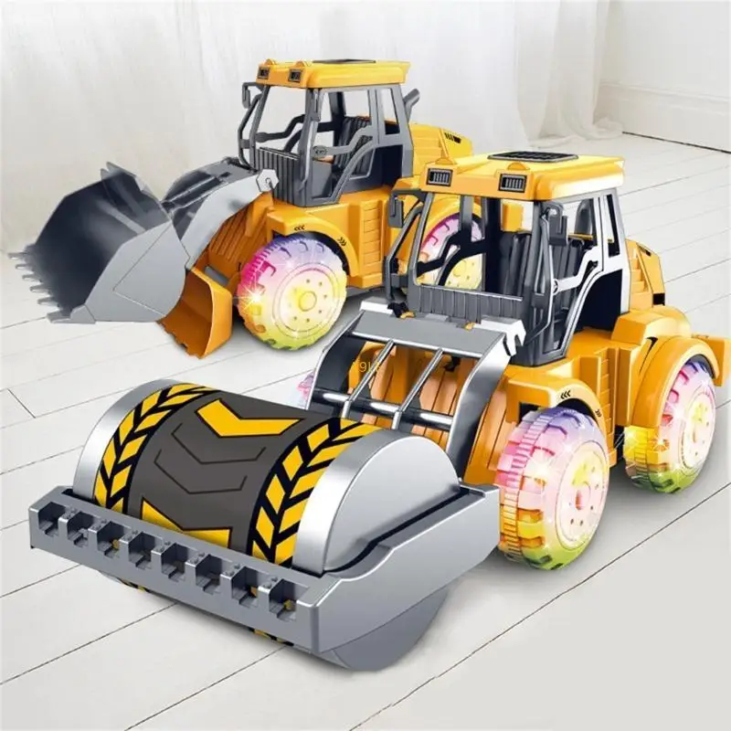 

Interesting Glowing Toy Bulldozers/ Street Roller Light Up Toy Vehicle Gift