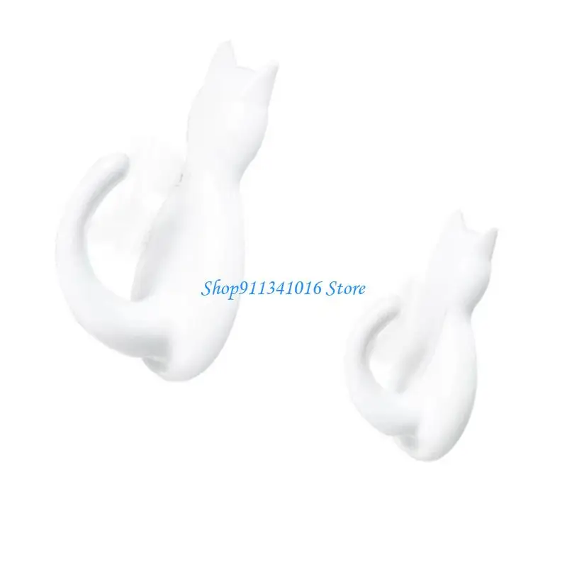 Cats Shaped Hooks Strong Adhesive Door Hanger Plastic Wall Mount Organizers Holder Decorative Space Saving Solution
