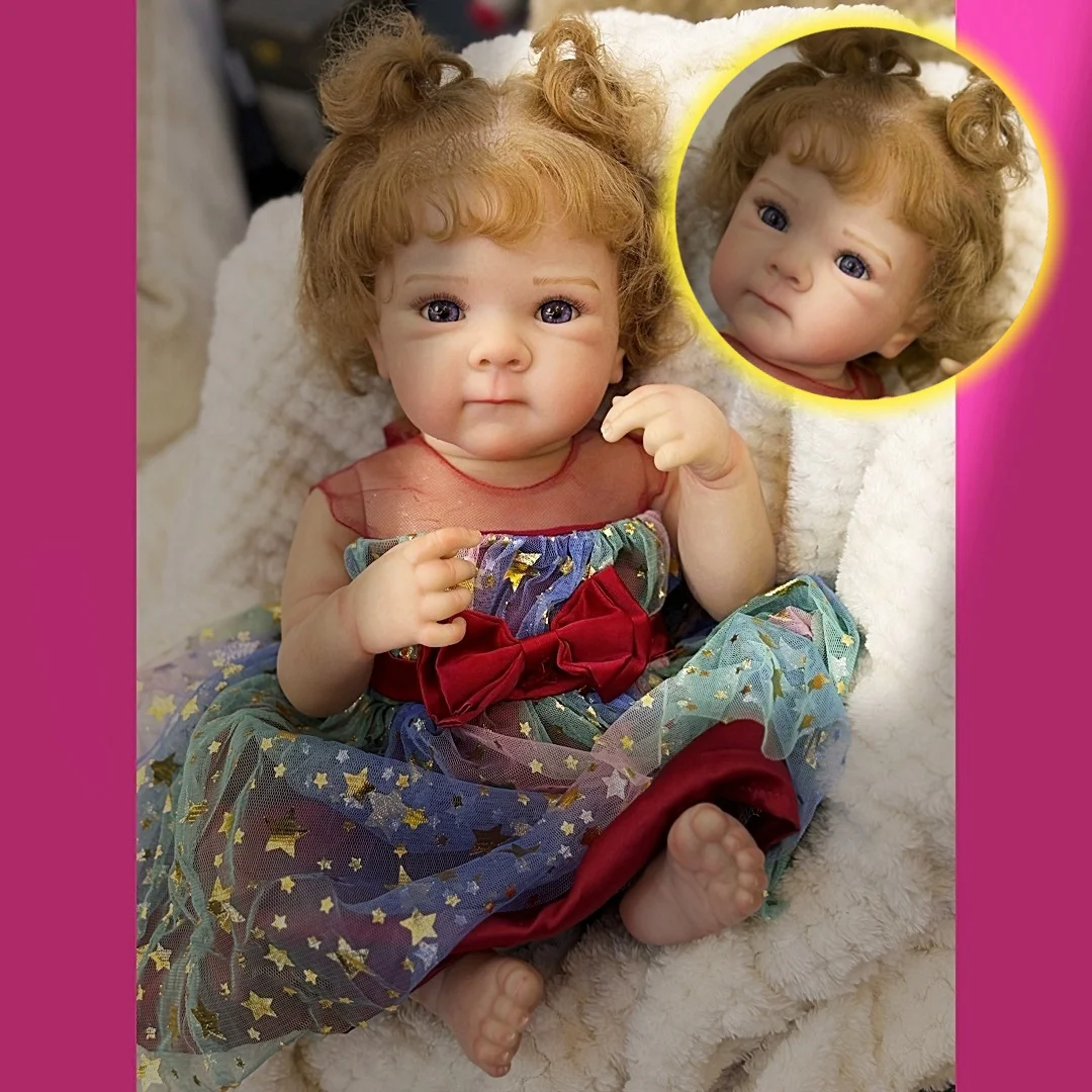 

18Inch Washable Rooted Hair Bettie Full Body Vinyl Bebe Reborn Girl With Princess Dress Handmade Lifelike Real Reborn Doll
