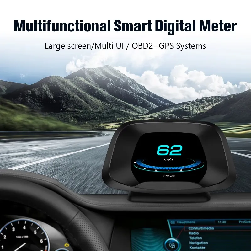 P19 3-inch LED Speedometer HUD GPS OBD2 Navigation Type-C Connection CE/ROHS/FCC Certified Universal Fit for All Cars