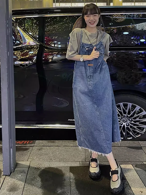 Abnehmen Effektiv Midi Länge Denim Overalls frauen Frühling Herbst Neue Sle Hohe Taille A-Line Dr Koreanische Sle