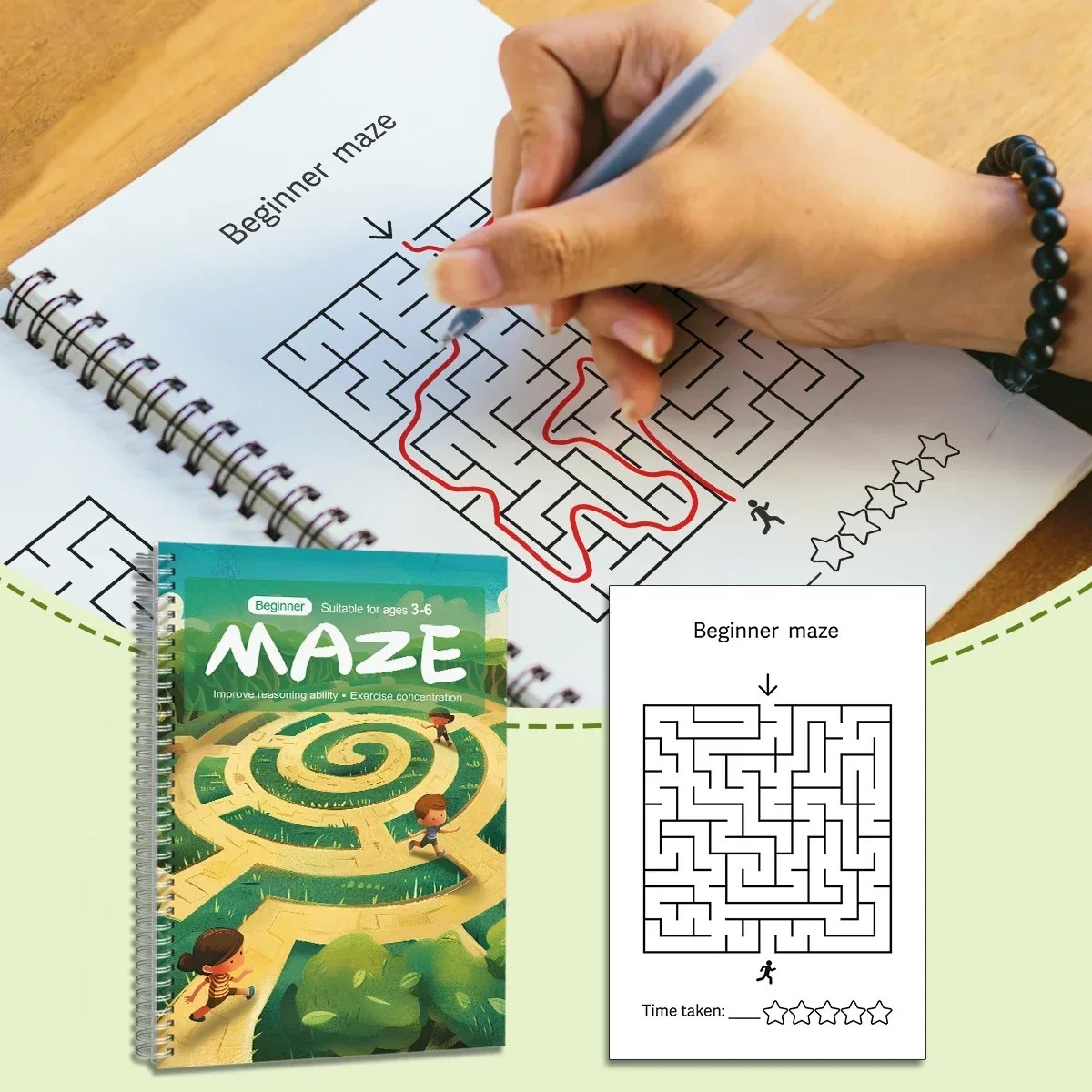 Kids Maze Game Book, Fun Puzzle Activity Workbook, Brain Training for Children, Improve Concentration & Logical Thinking view 4
