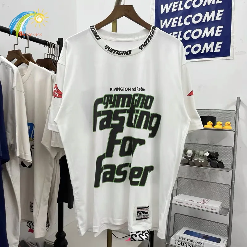 

2025 Summer Streetwear Oversized White T Shirt Men Women Letters Logo Graffiti RRR123 T-Shirt 100% Cotton Short Sleeve Tee
