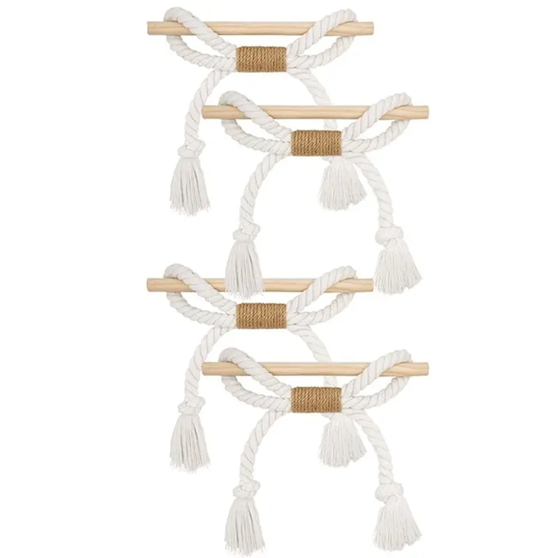 Curtain Tie Backs Linen Rope For Rustic Home, Curtain Accessories No Drilling Installation, Natural Cotton Drapery Holdbacks