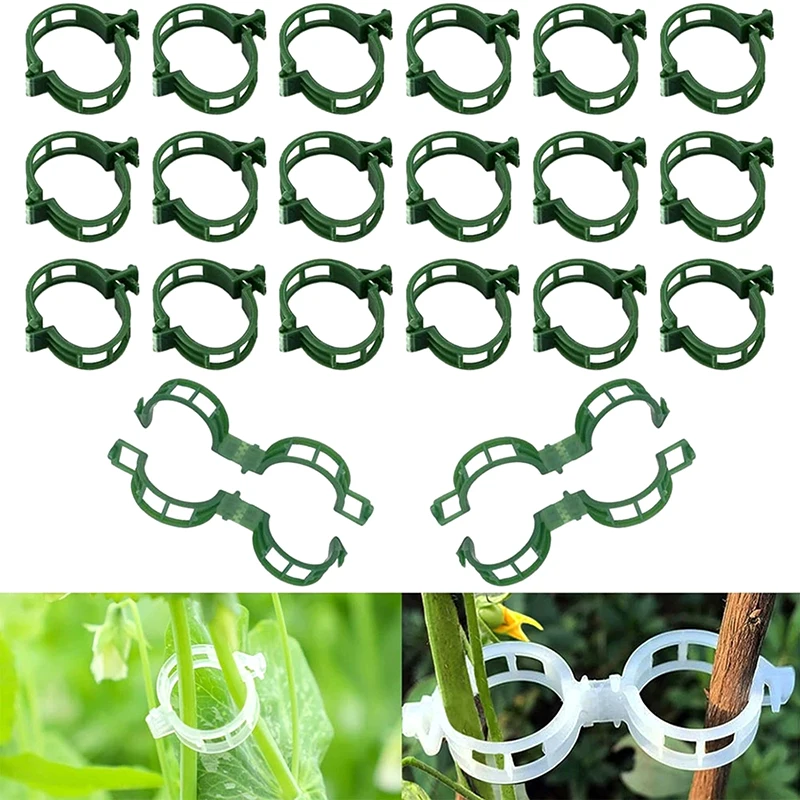 100PCS Plant Support Clip Fixtures Reusable Plastic Garden Vine Attachment Bundle Clips For Tomato Climbing Plants Stem Fixtures