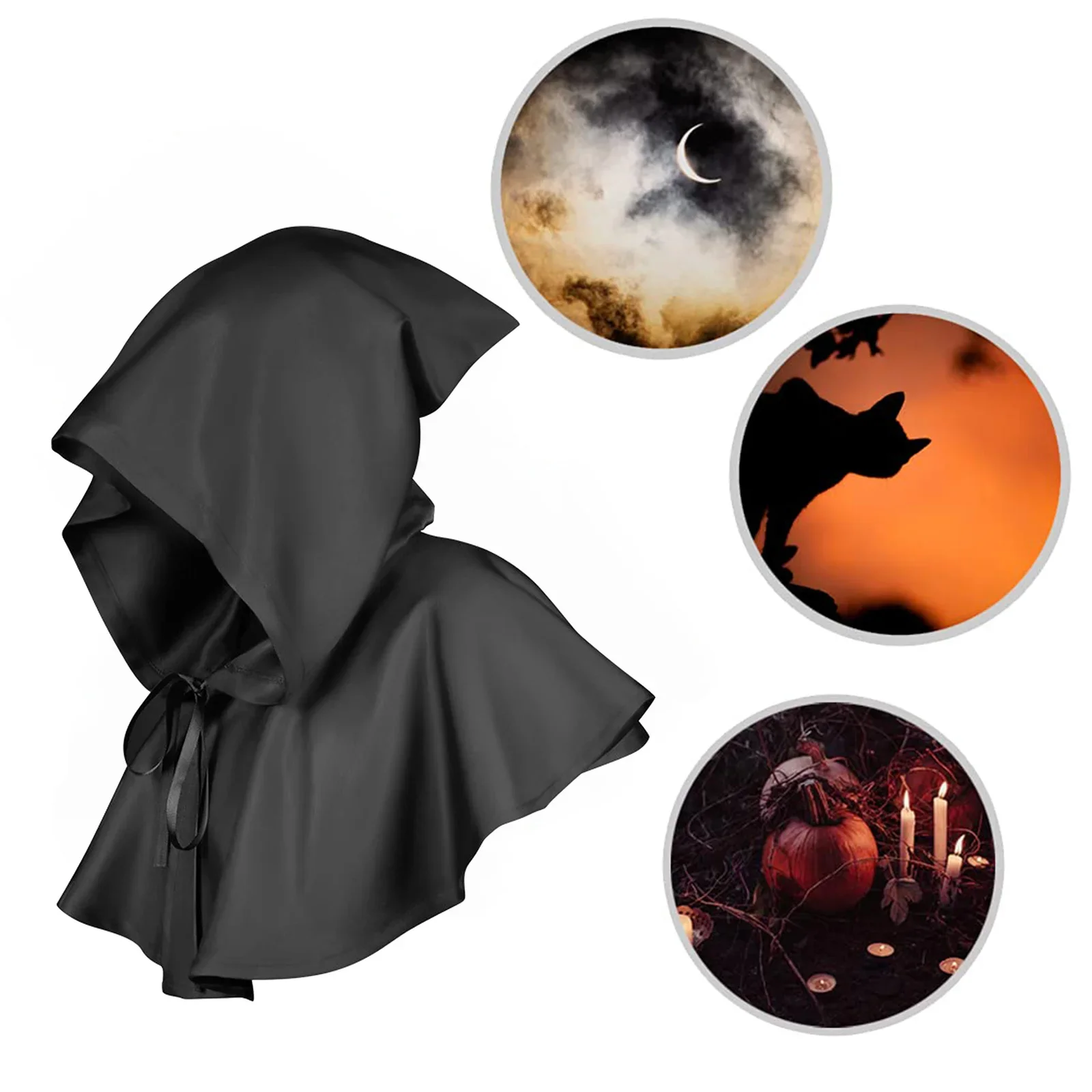 

Halloween Adult Solid Costume Death Cloak Medieval Hooded Costume Cloak Movie Cosplay Clothing Party Clothes