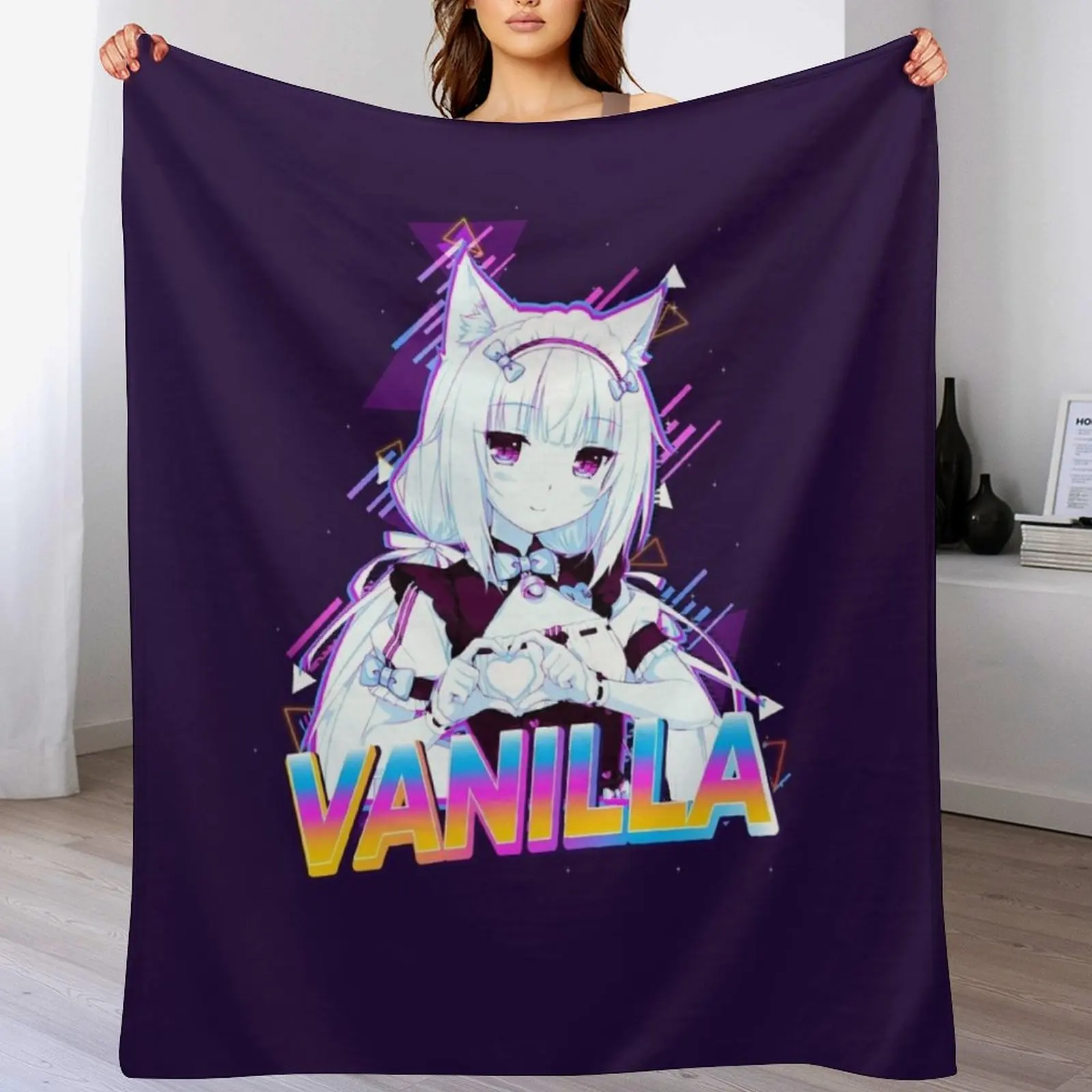 Vanilla | Nekopara Throw Blanket Thins bed plaid funny gift heavy to sleep Blankets