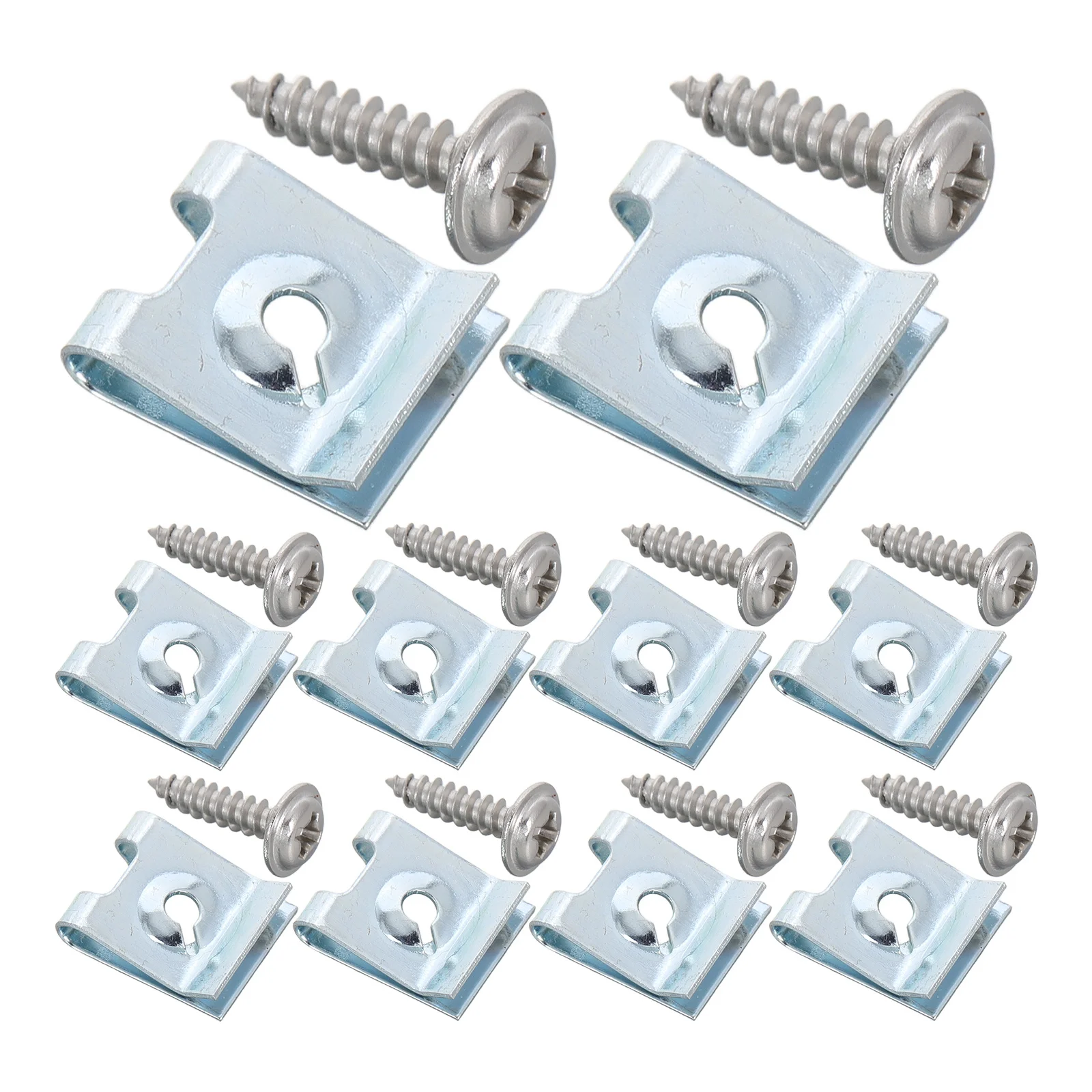 

200Pcs Metal U Clips Automotive Fasteners Kit Secure License Plate Base Holder Car Door Panel Nuts Trunk Interior Fasteners