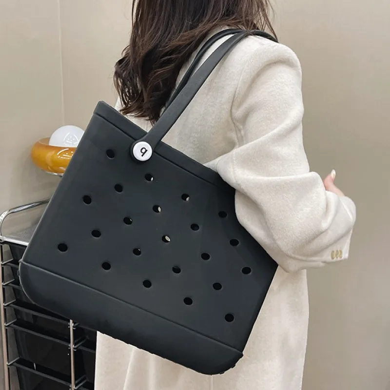 EVA Beach Jelly Bag Rubber Waterproof Shoulder Handbag Large Capacity Portable Travel Handbag Summer Pool Fashion Women Tote Bag image 3