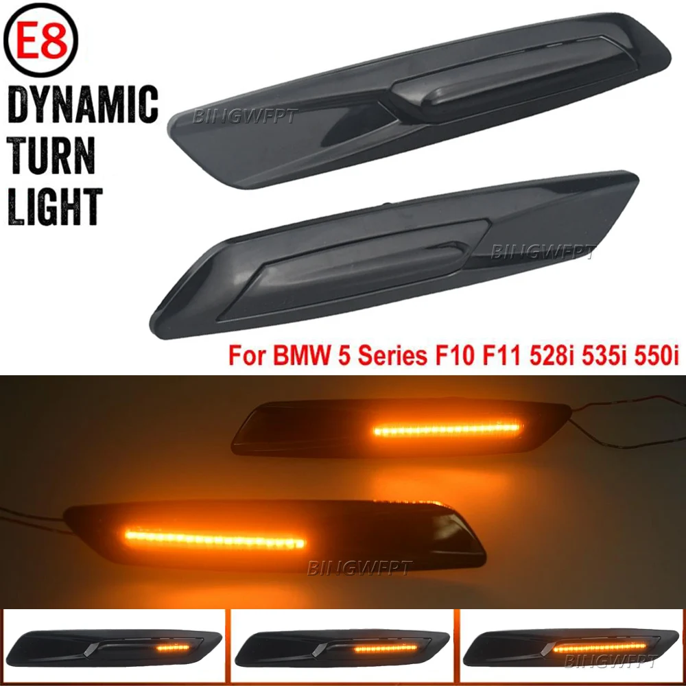 2X LED Sequential Fender Indicator Side Marker Blinker Turn Signal Lights For BMW 5 Series F10 F11 528i 528iX 535i 2011-2013