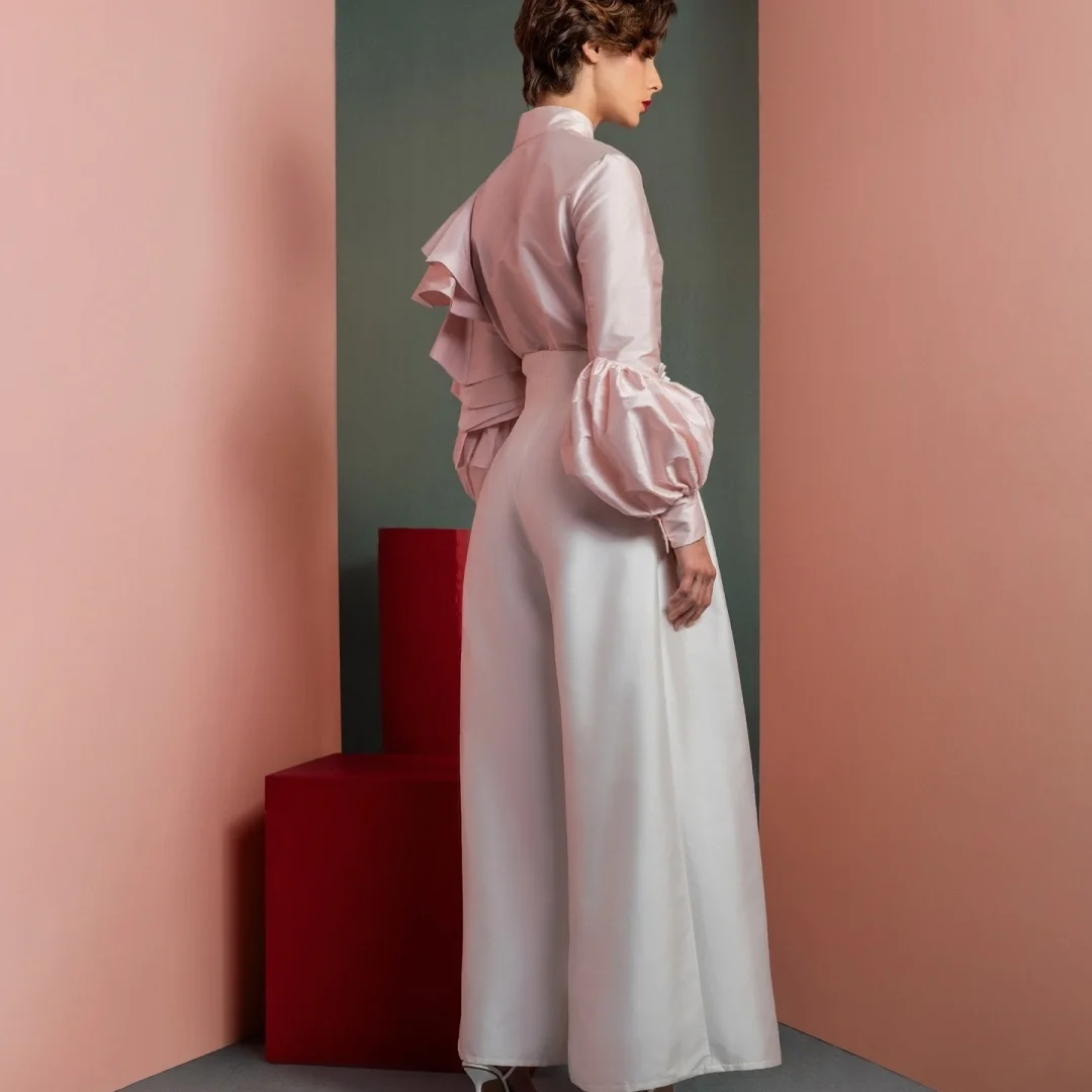 Robe de soirée en Satin délicat, personnalisée, boutons droits, manches longues, col haut, robes d'occasion spéciale, fête douce