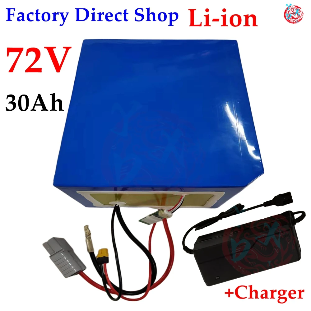 72v 30Ah lithium triangle battery BMS 20S li ion for 5000w 3000W Mountain Bike scooter Motorcycle + 5A charger