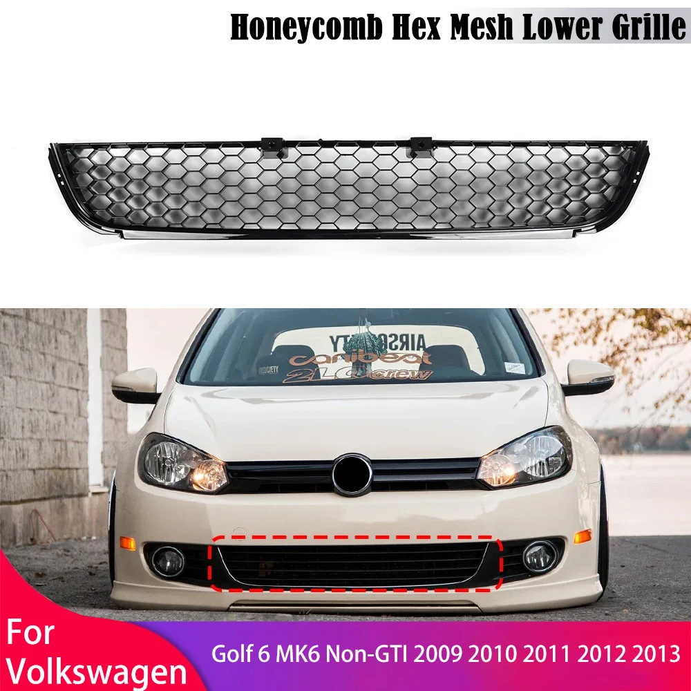 

Front Lower Grille Bumper Honeycomb Gill for Volkswagen Golf 6 MK6 Non-GTI 2009 2010 2011 2012 2013 Styling Air Intake Grille