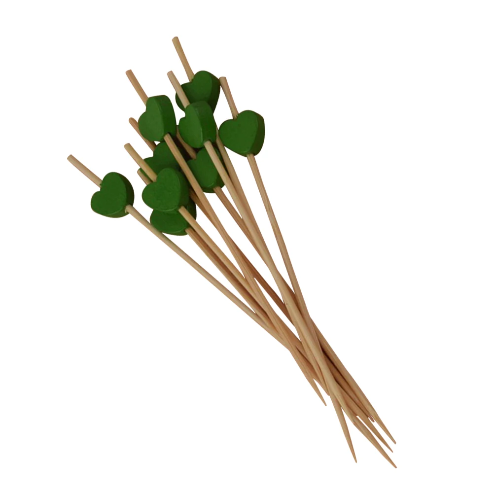 

100pcs Bamboo Fruit Fork Cocktail Picks Party Toothpicks Food Sticks Eco Friendly Disposable Non Toxic Seasonal Color Gourmet