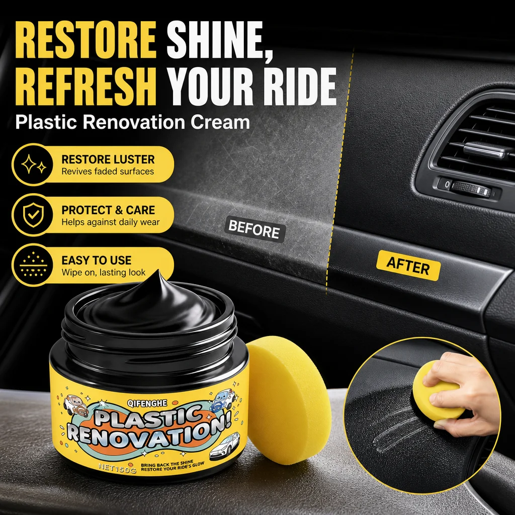Plastic Renovation Cream for Car Interior, Restore Plastic & Deep Shine, Clean Care Dashboard Trim 50g