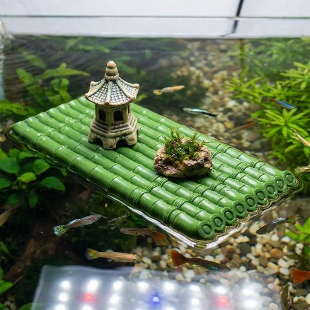 Chinese Zen Style Floating Bamboo Raft Ornament Artificial Bamboo No Fading Aquarium Bamboo Mat Smooth Handmade