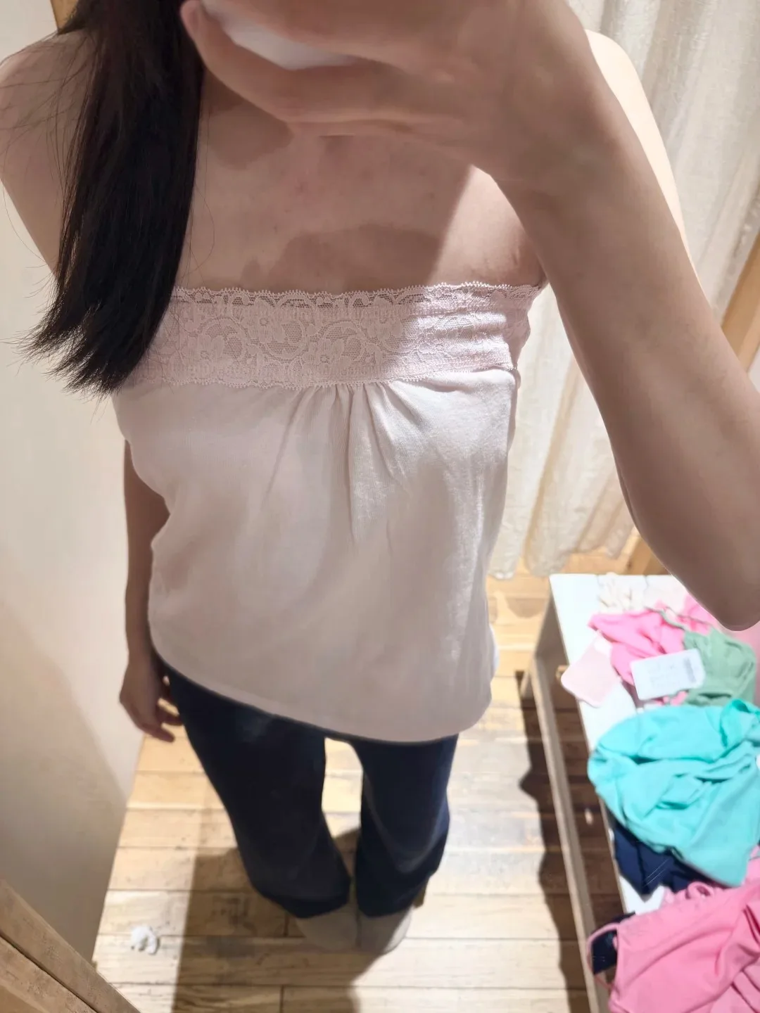 Pink Lace-trimmed Tube Tops Women Summer Simple Basic Y2K Cotton Soft Slim Sleeveless Camisole Sweet Cute Casual Strapless Tops