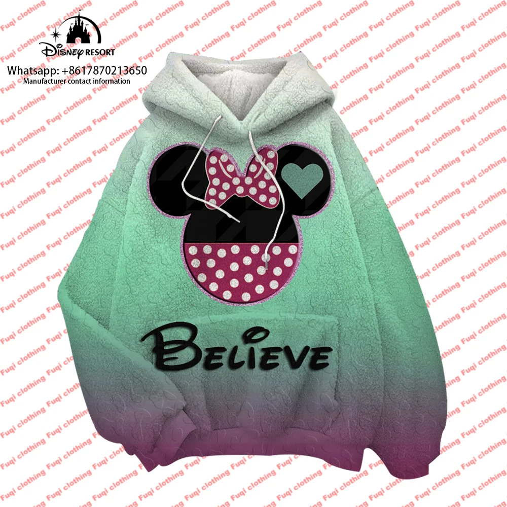 Street Boys Girls Hoodie Plush Sweatshirt Mickey Minnie Cartoon Disney Brand Fashion Crew Neck Ladies Pullover Hoodie 2022