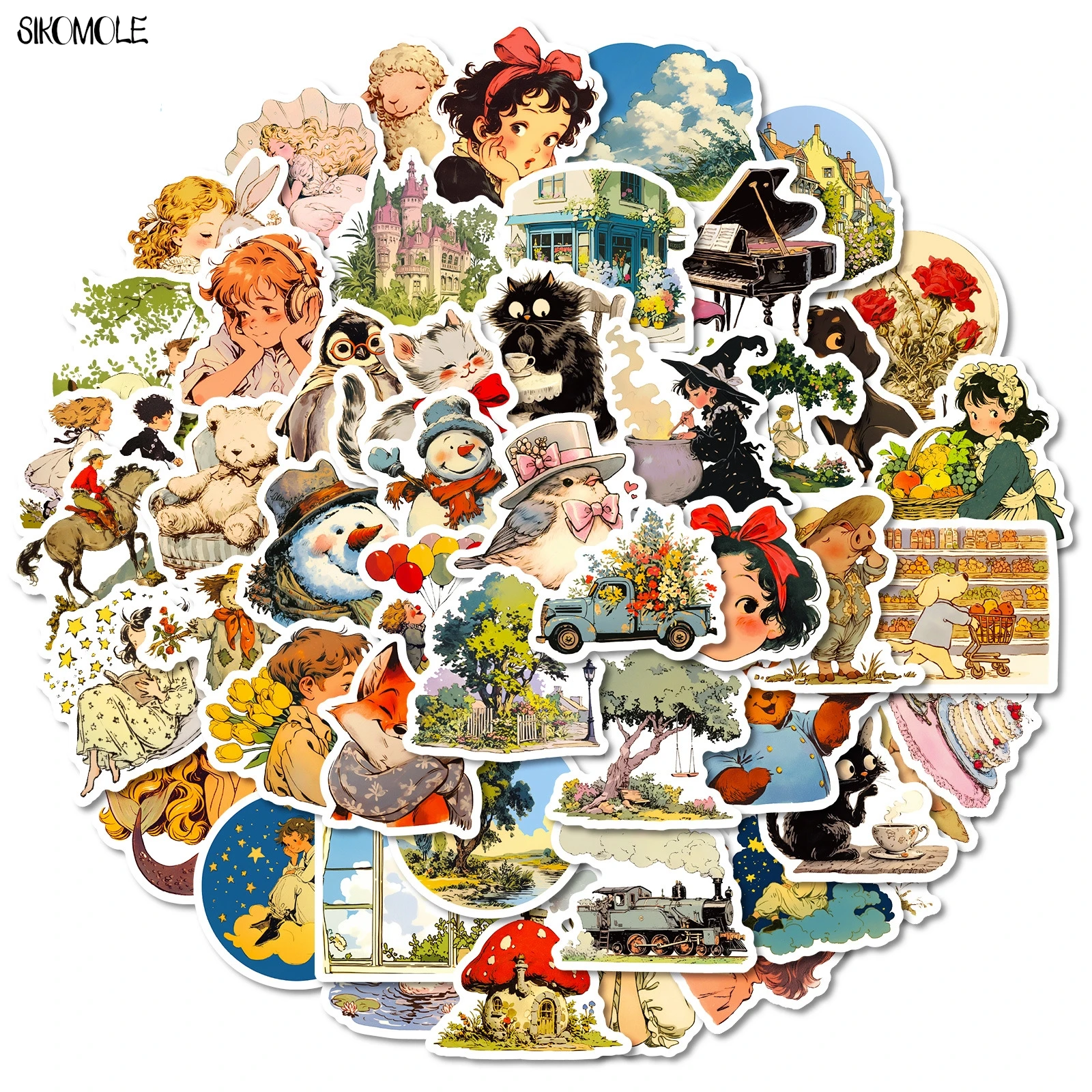50 Pz Vintage Sea Wave Doodle Sticker Stile Giapponese Ukiyo-E Art Kids Per Cancelleria Laptop Guitar Decals Graffiti Sticker F4-image