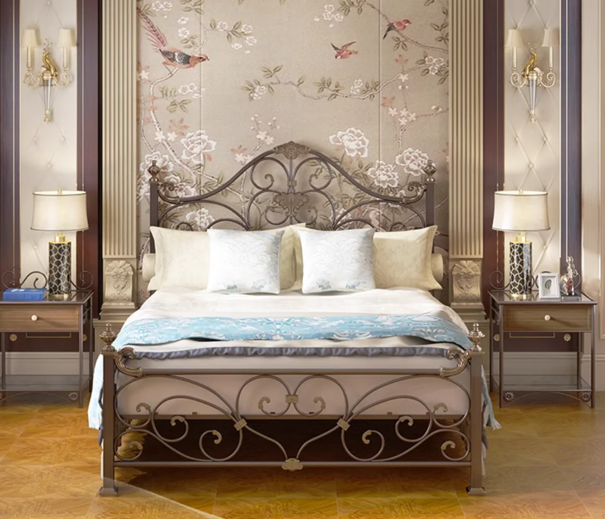 Wrought Iron Bed European Princess Vintage Bed Iron Frame Sheet Person Double Classic 1.5m 1.8m