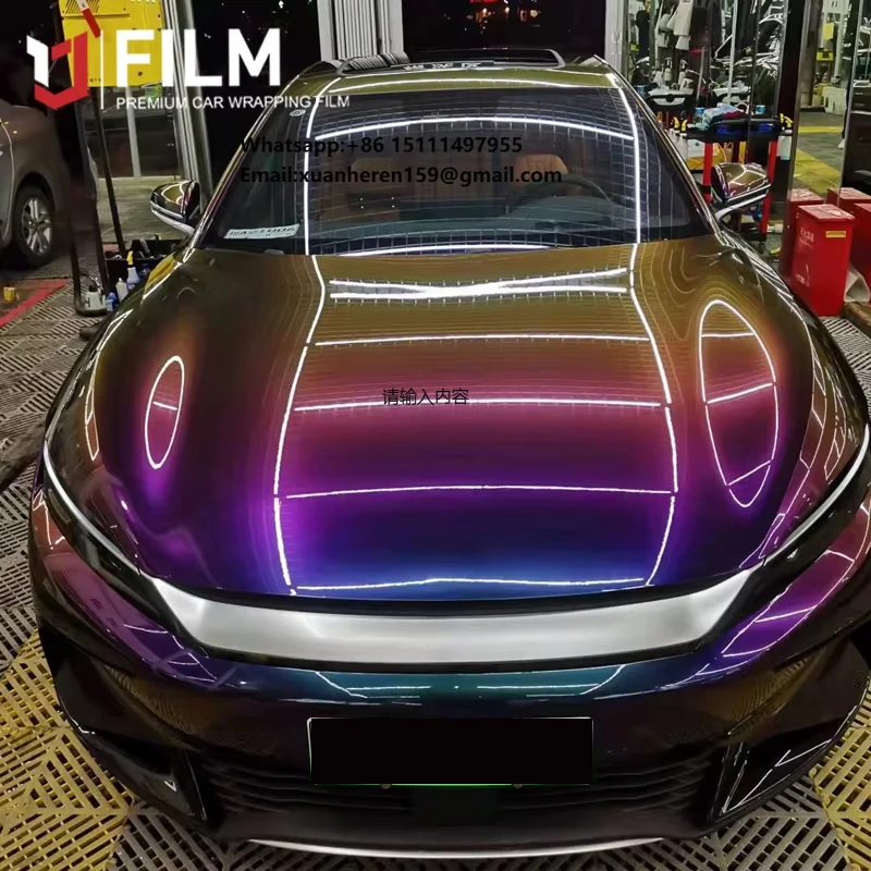 Color Change Car Wrap Film Fancy Galactic Sparkling Car Wrap Chameleon Purple Colorful Self Adhesive Stickers Cars