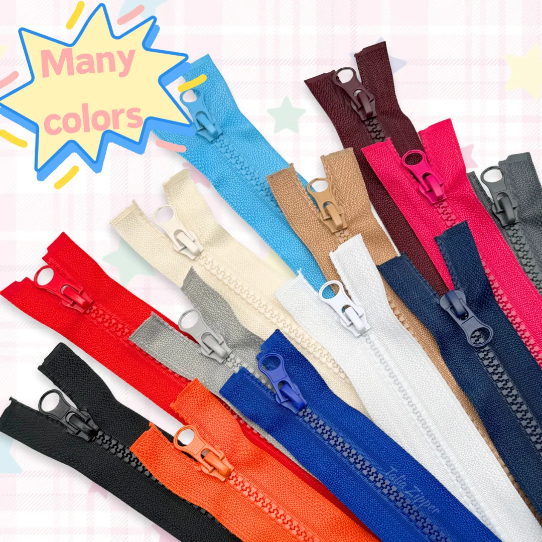 1pcs #5 Open-End Multi Color Resin Plastic Zippers with Pull Rings, Suitable for Tailoring, Sewing, Bags, and Apparel.
