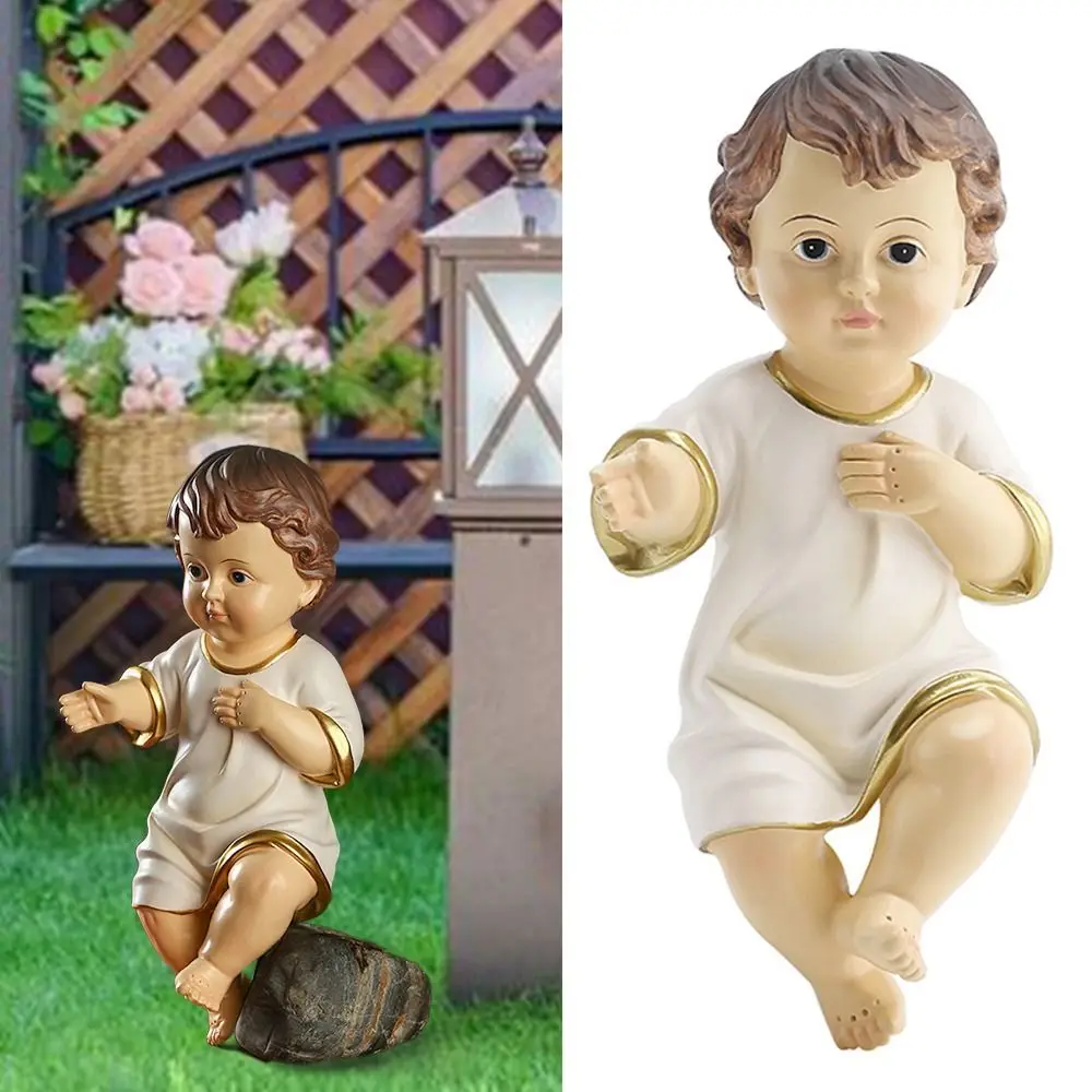 Resin Baby Child Figures Desktop Accessories Garden Crafts Baby Figurine Courtyard Ornaments Nativity Jesus Holiday Gifts