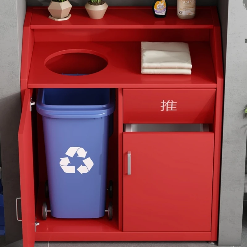 Large commercial garbage bin cabinet with single and double doors, McDonald's hamburger milk tea shop classification