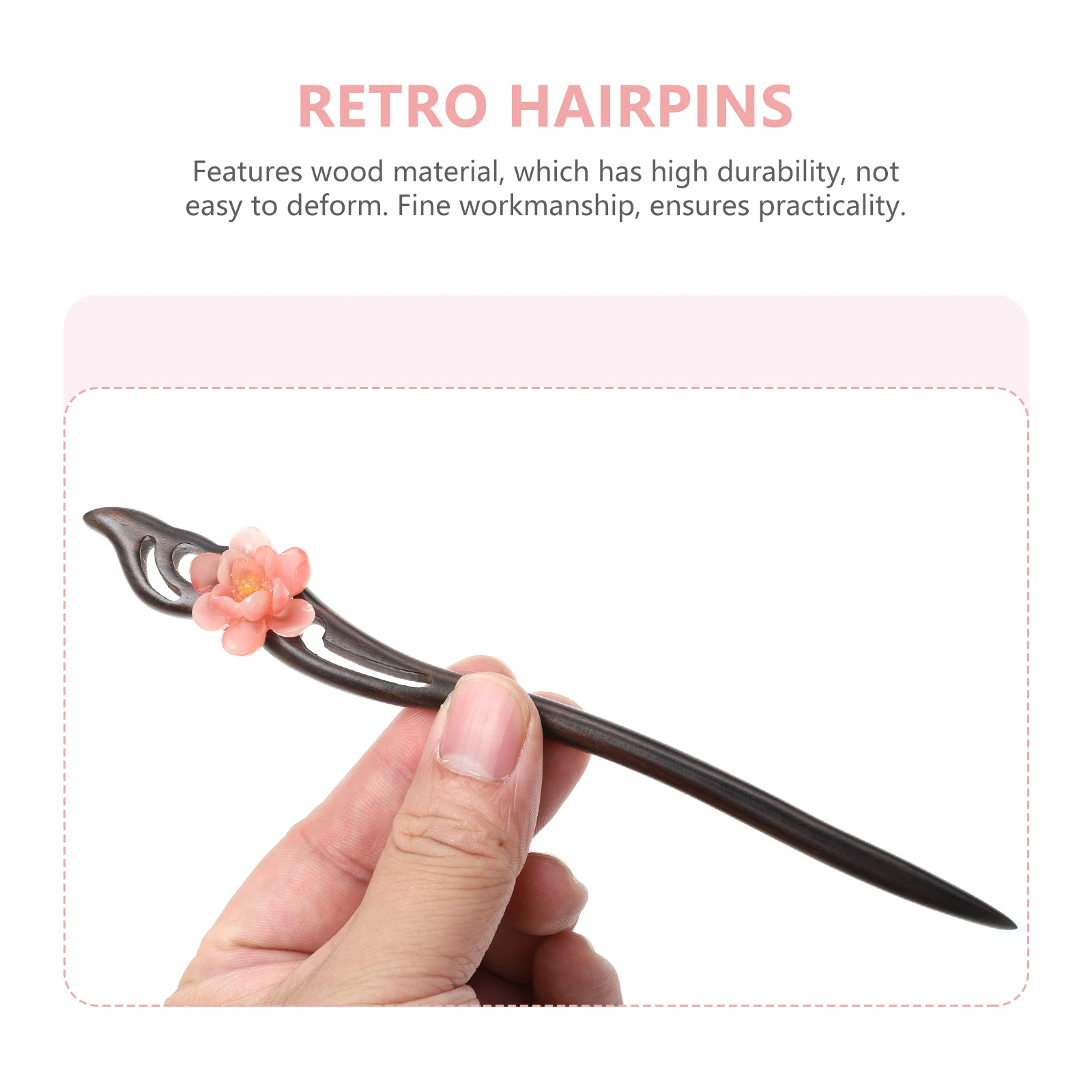 

Elegant Black Rosewood Forks Vintage Hairpin Ladies Classical Chopsticks Decorative Hair Accessories For Hanfu Kimono Party