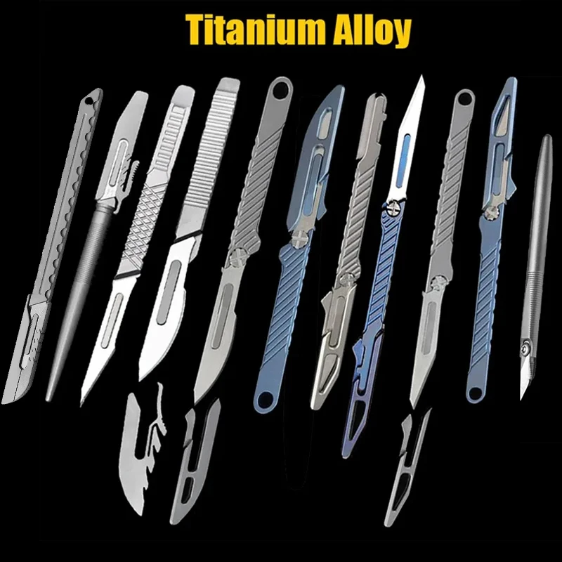 Ultra Light Titanium Alloy Scalpel Carving Knife Animal Scalpel Multifunctional Express Out Of The Box Tool Give Away Knife Lid