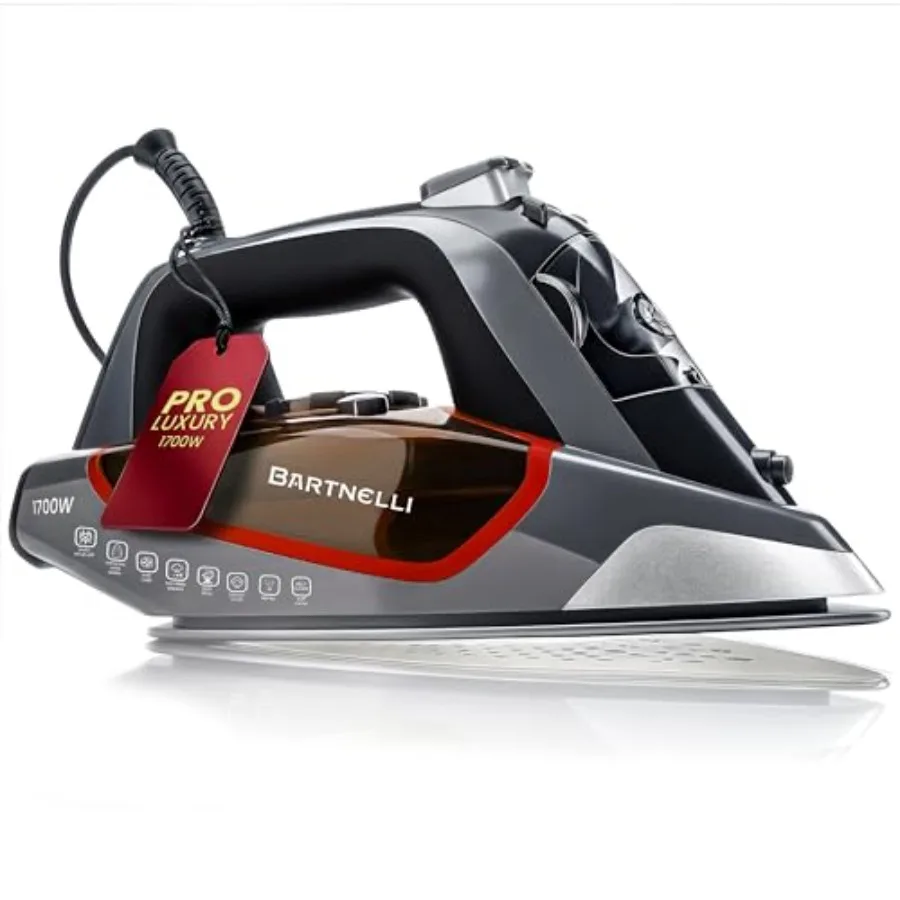 

Pro Luxury Steam Iron for Clothes - 1700W Heavy-Duty Commercial Iron with Multi-Layer Ceramic Soleplate, Active Anti-Drip Techn