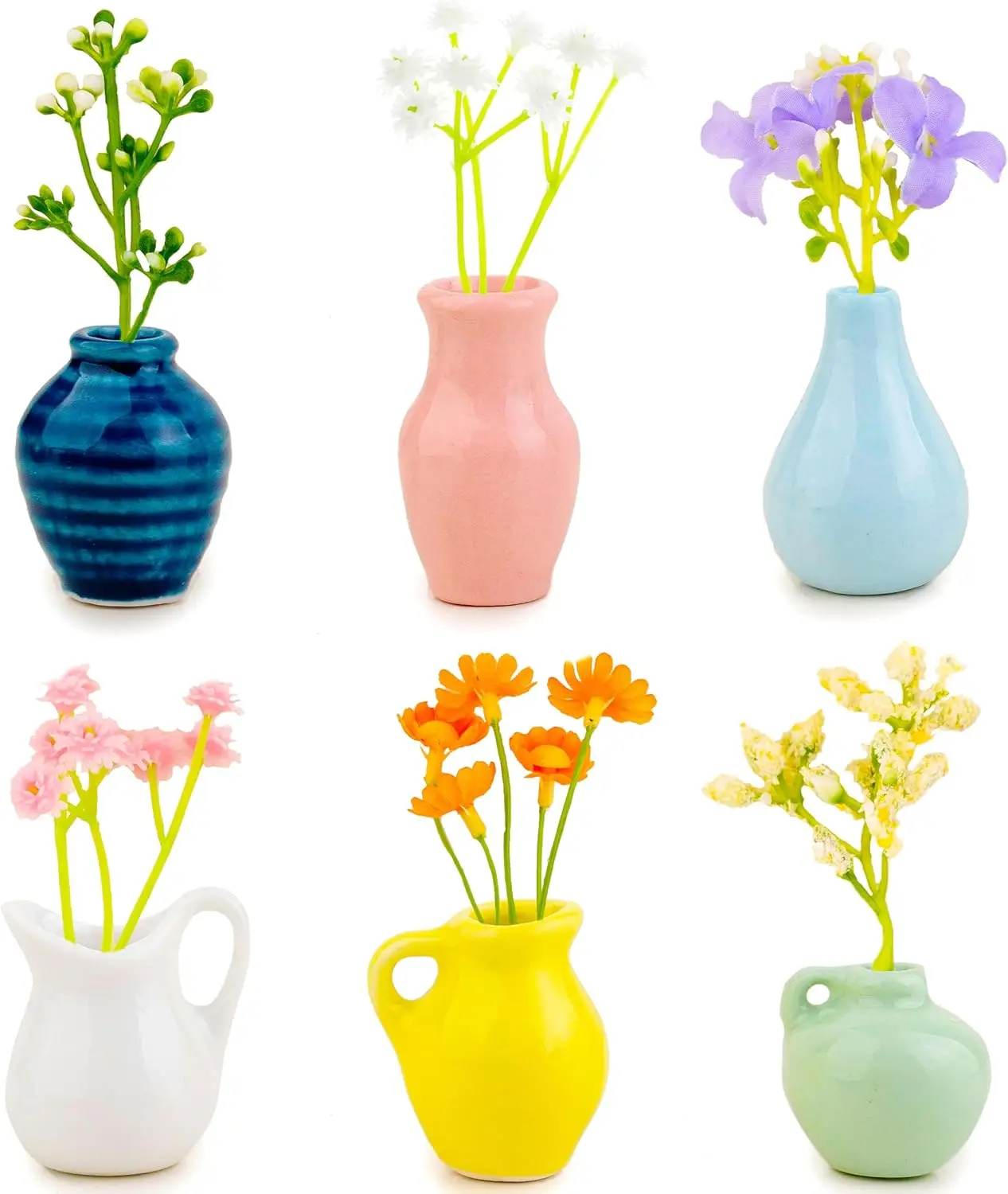 

6 Pcs Mini Ceramic Vase Magnets for Fridge, Cute Tiny Magnet Vases for Flowers Plant, Mini 3D Plant Vase Fridge Magnets Decorati