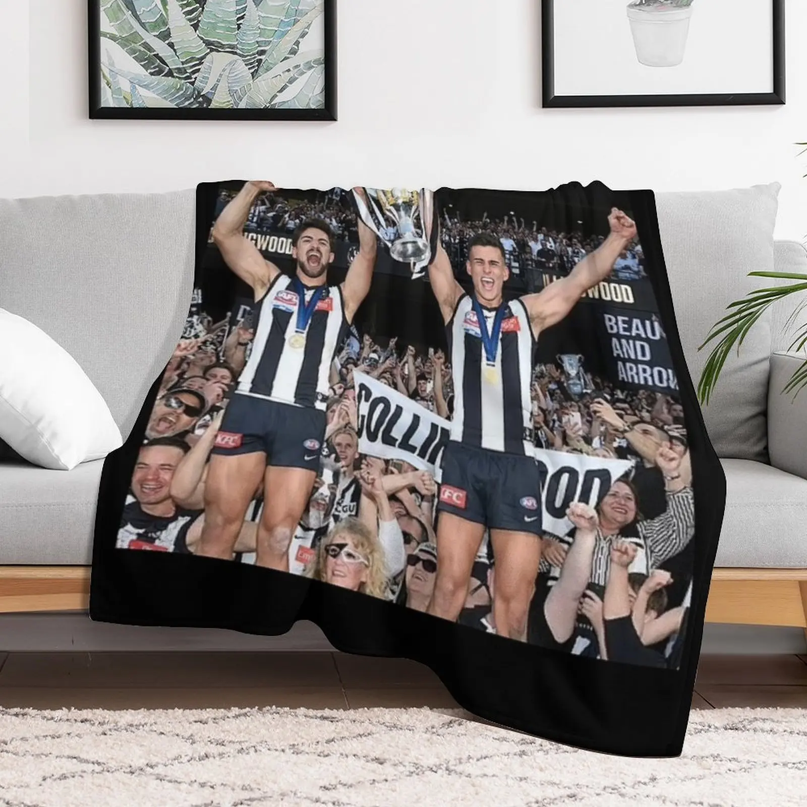 Daicos Brothers Premiership Trophy Collingwood Throw Blanket halloween Flannel blankets and throws Blankets