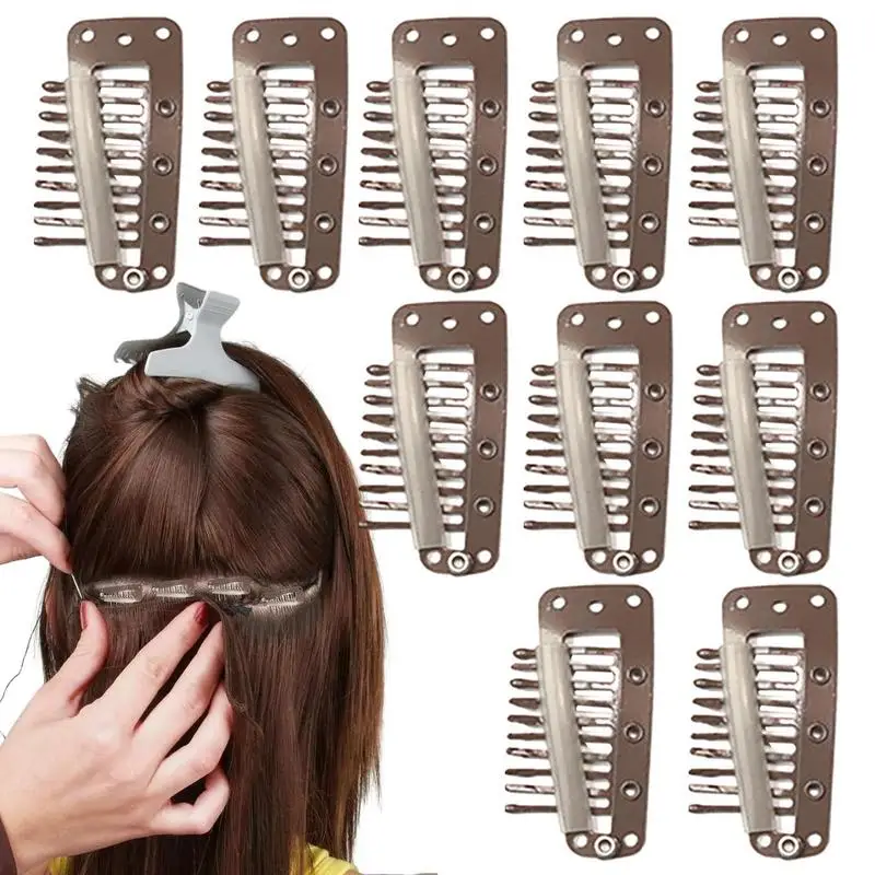 Hair Extension Clips Hair Extension Clip With 10 Teeth Snap Comb Clips U Shape Metal Snap Hair Clips For Women And Girls