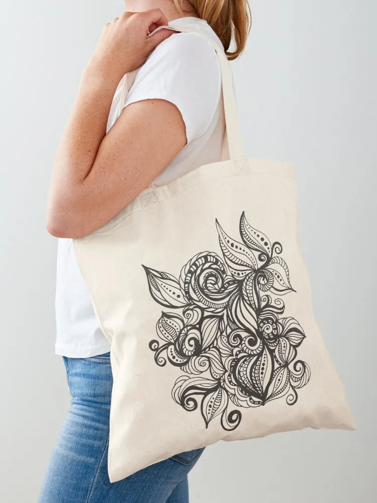 

Whimsical Blooms & Black Lace Tote Bag woman shopping bag university shopper bag Women's shopper Custom