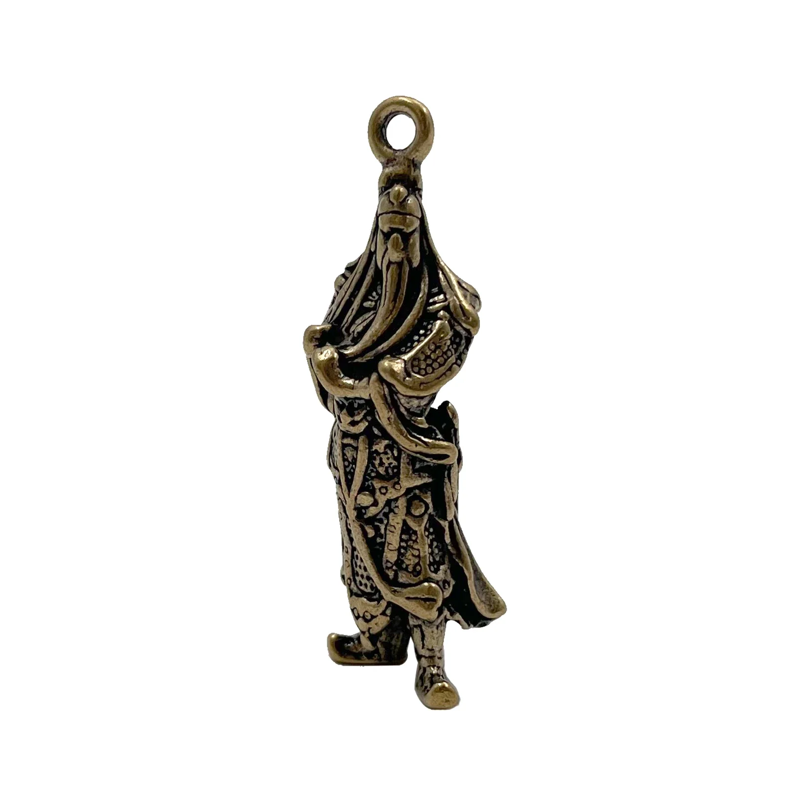 Retro Chinese Copper God of Wealth Guan Gong Figure Statue Ornament Desk Decor Handmade Retro Creative Pure Copper Guan Gong