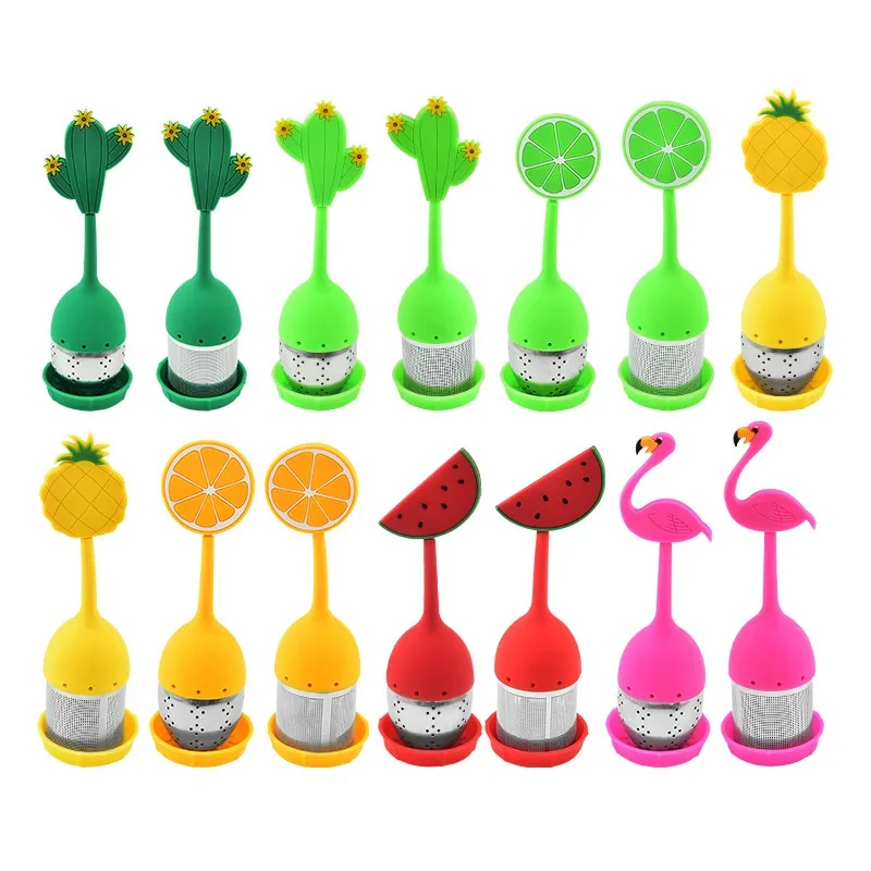 100pcs Tea Filter Multipurpose Cartoon Shape Novelty Spice Coffee Infuser Tea bag Silicone/Stainless Steel Kitchen Accessories