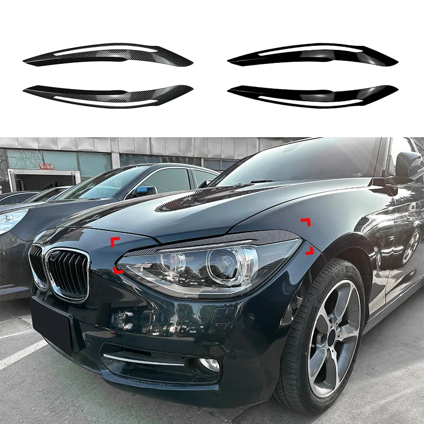2pcs Black Car Headlight Eyebrows Trims For BMW 1 Series F20 F21 Pre 2011-2014 LCI Headlamp Eye Lid Covers Car Accessories