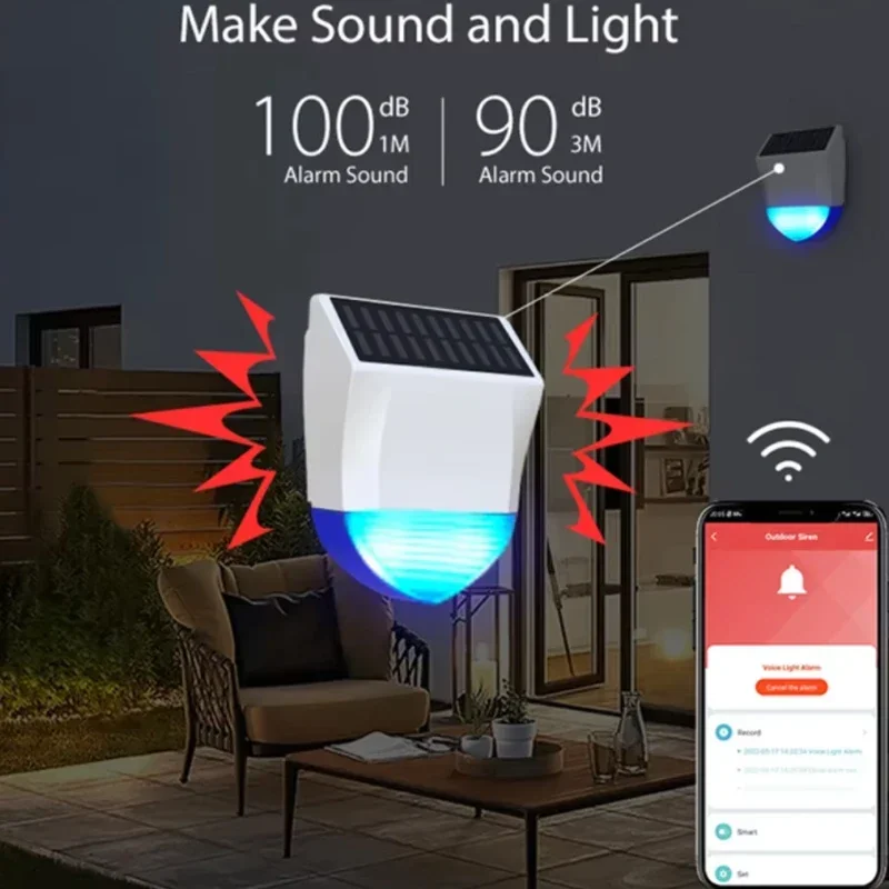 Solar Wireless Siren Alarm IP65 Waterproof 433MHz Dual-Band For Indoor/Outdoor Security Light & Sound Alert Home Automation