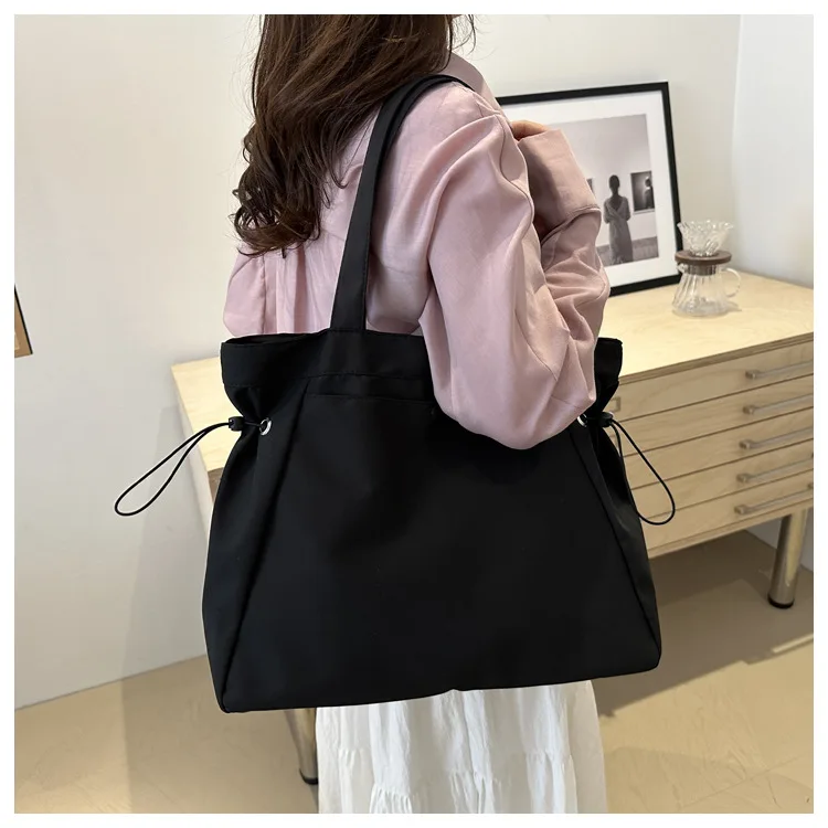 Canvas-Nylon-Tragetasche mit Kordelzug, große Kapazität, Handtasche, Alltagstasche, lässige Handtaschen, Umhängetaschen für Frauen, Arbeit, Pendeln – Detail 17